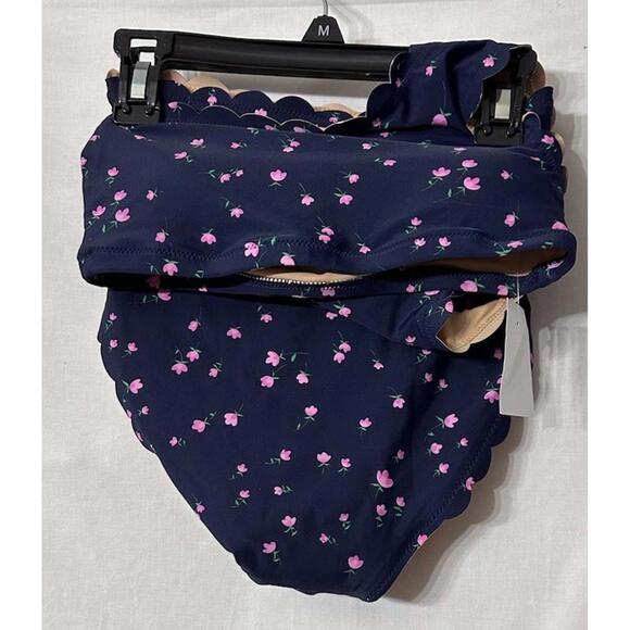 NWT J.Crew Womens 2 Piece Blue Floral Swim Suit Bikini Size XXS‎
